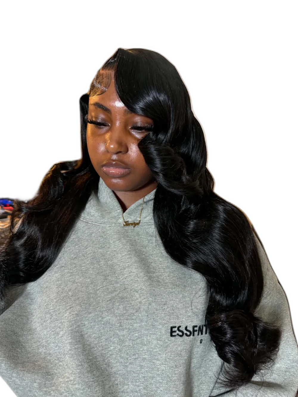 Wavy black lace install by HairByNiyia